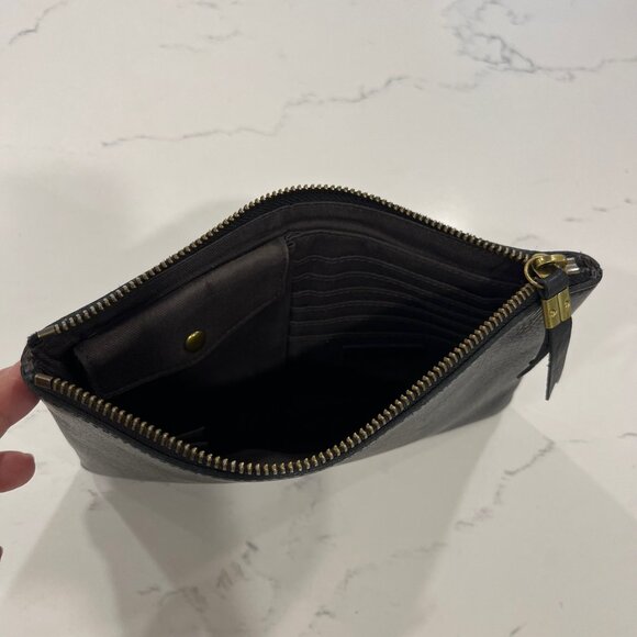 Madewell The Pouch Clutch Black Leather with Credit Cards pockets - Picture 6 of 8